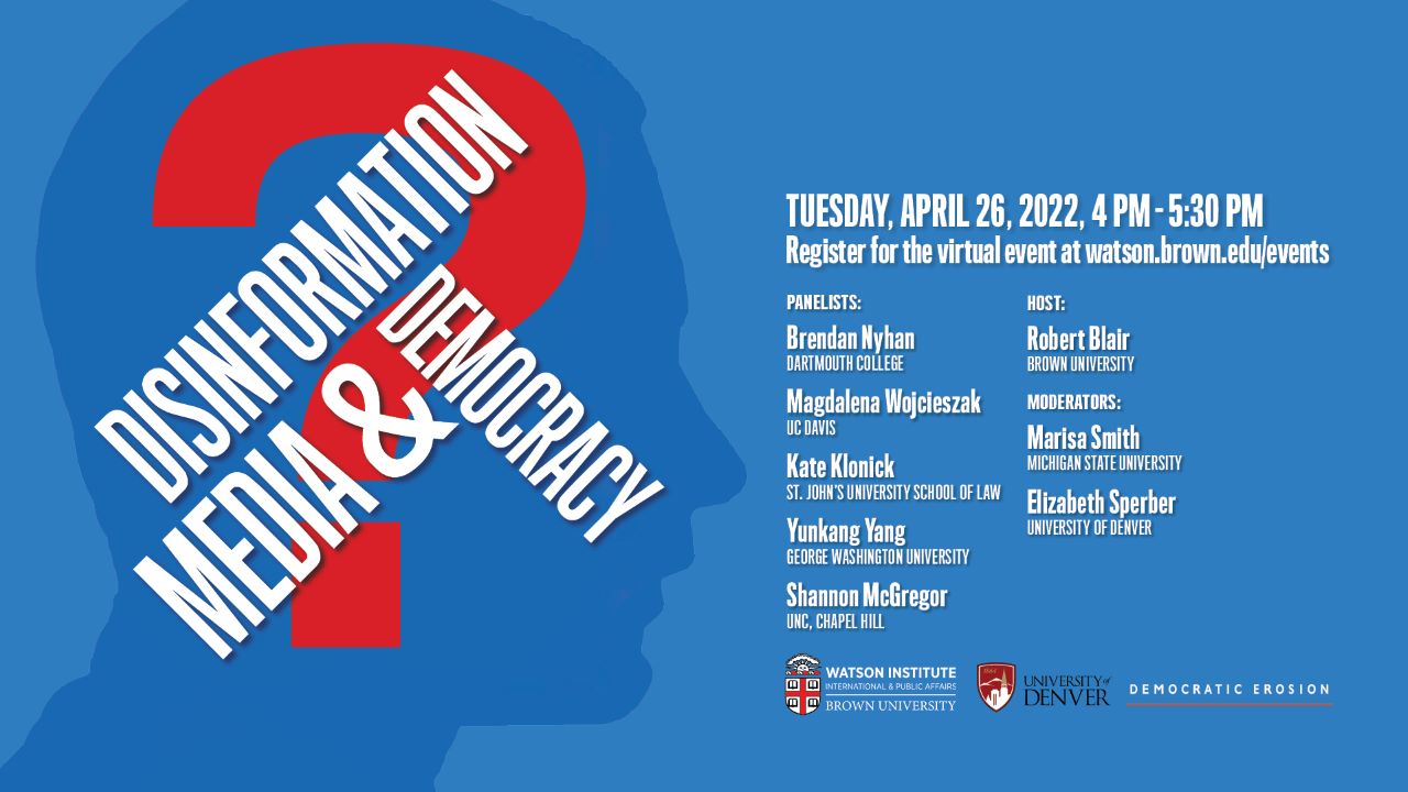 Event poster - Disinformation, Media, and Democracy